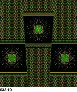 THREE CATS CW19 GREEN - GOLD & BLACK SHWESHWE PANELS Q1533 19