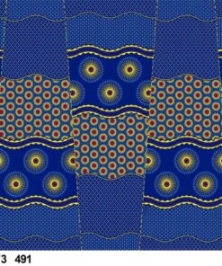 THREE CATS CW491 BLUE - GOLD,ORANGE & TURQ SHWESHWE PANELS UV3 491