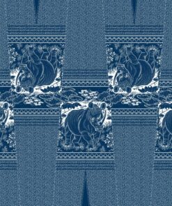 THREE CATS CW04 BLUE & WHITE SHWESHWE PANELS Q1456 04