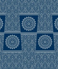 THREE CATS CW04 BLUE & WHITE SHWESHWE PANELS Q1628 04