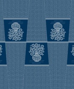 THREE CATS CW04 BLUE & WHITE SHWESHWE PANELS XP9732 04