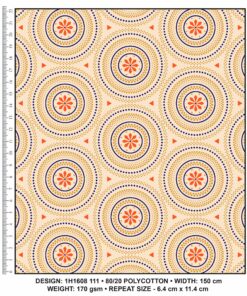 KWA NOBANTU COLOUR 111 CREAM – NAVY/ORANGE & GOLD H1608 111