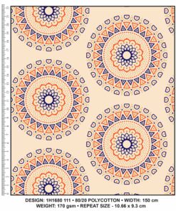 KWA NOBANTU COLOUR 111 CREAM – NAVY/ORANGE & GOLD H1680 111