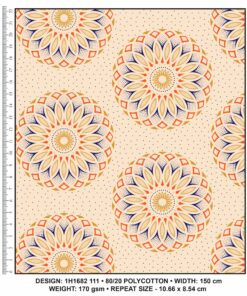 KWA NOBANTU COLOUR 111 CREAM – NAVY/ORANGE & GOLD H1682 111