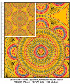 KWA NOBANTU COLOUR 109 MUSTARD – PINK/BLUE & BLACK H1683 109