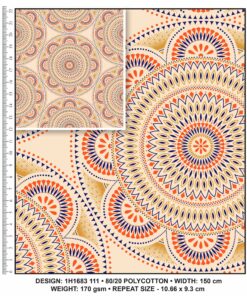 KWA NOBANTU COLOUR 111 CREAM – NAVY/ORANGE & GOLD H1683 111