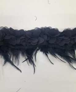 FANCY FEATHER & FLOWER TRIMMING - NAVY
