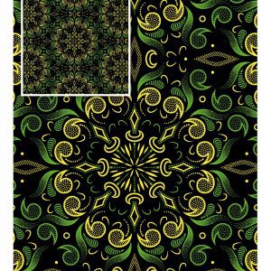 THREE CATS CW19 GREEN - GOLD & BLACK SHWESHWE H1728 19