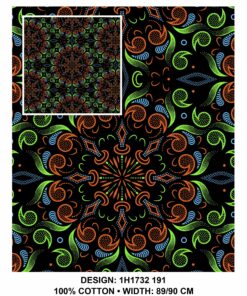 THREE CATS CW191 BLACK - ORANGE/LIME & TURQ SHWESHWE H1732 191