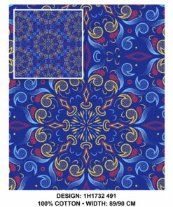THREE CATS CW491 BLUE - GOLD/ORANGE & TURQ SHWESHWE H1732 491