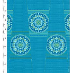 THREE CATS CW272 TURQ - YELLOW/NAVY & WHITE SHWESHWE PANELS Q1481 272