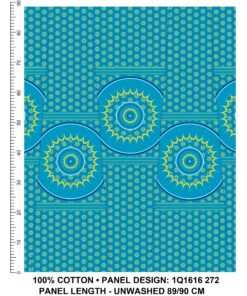 THREE CATS CW272 TURQ - YELLOW/NAVY & WHITE SHWESHWE PANELS Q1616 272
