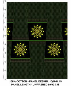 THREE CATS CW19 GREEN - GOLD & BLACK SHWESHWE PANELS Q1644 19