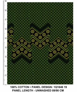THREE CATS CW19 GREEN - GOLD & BLACK SHWESHWE PANELS Q1646 19