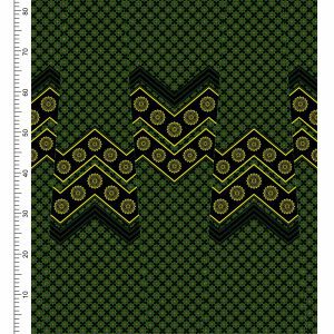 THREE CATS CW19 GREEN - GOLD & BLACK SHWESHWE PANELS Q1646 19