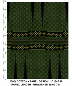 THREE CATS CW19 GREEN - GOLD & BLACK SHWESHWE PANELS Q1647 19