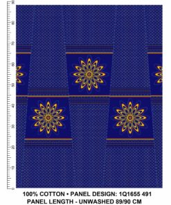 THREE CATS CW491 BLUE - GOLD,ORANGE & TURQ SHWESHWE PANELS Q1655 491