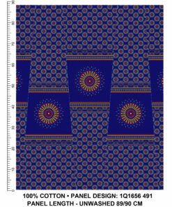 THREE CATS CW491 BLUE - GOLD,ORANGE & TURQ SHWESHWE PANELS Q1656 491