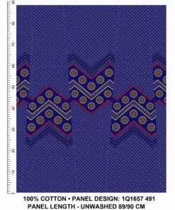 THREE CATS CW491 BLUE - GOLD,ORANGE & TURQ SHWESHWE PANELS Q1657 491