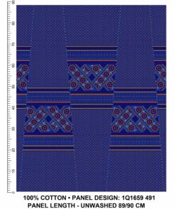 THREE CATS CW491 BLUE - GOLD,ORANGE & TURQ SHWESHWE PANELS Q1659 491