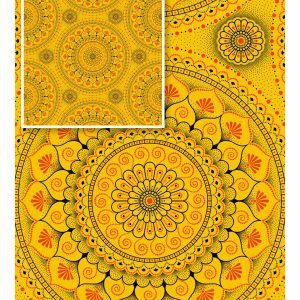 THREE CATS CW58 YELLOW - BLACK & ORANGE SHWESHWE H1745 58