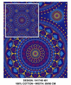 THREE CATS CW491 BLUE - GOLD/ORANGE & TURQ SHWESHWE H1748 491
