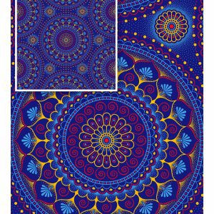 THREE CATS CW491 BLUE - GOLD/ORANGE & TURQ SHWESHWE H1748 491