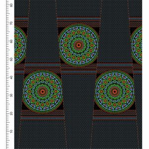 THREE CATS CW191 BLACK - ORANGE/LIME & TURQ SHWESHWE PANELS Q1481 191