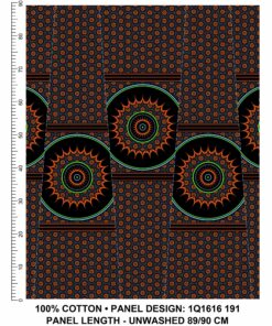 THREE CATS CW191 BLACK - ORANGE/LIME & TURQ SHWESHWE PANELS Q1616 191