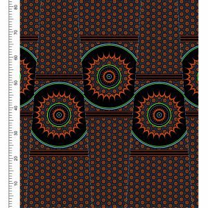 THREE CATS CW191 BLACK - ORANGE/LIME & TURQ SHWESHWE PANELS Q1616 191