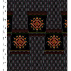 THREE CATS CW191 BLACK - ORANGE/LIME & TURQ SHWESHWE PANELS Q1655 191