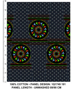 THREE CATS CW191 BLACK - ORANGE/LIME & TURQ SHWESHWE PANELS Q1749 191