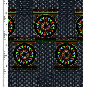 THREE CATS CW191 BLACK - ORANGE/LIME & TURQ SHWESHWE PANELS Q1749 191