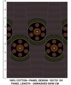 THREE CATS CW191 BLACK - ORANGE/LIME & TURQ SHWESHWE PANELS Q1751 191