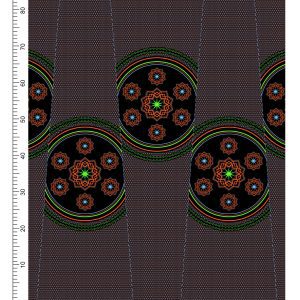 THREE CATS CW191 BLACK - ORANGE/LIME & TURQ SHWESHWE PANELS Q1751 191