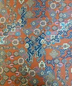 PRINTED DUCHESS SATIN - BURNT ORANGE DESIGN