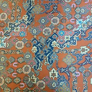 PRINTED DUCHESS SATIN - BURNT ORANGE DESIGN