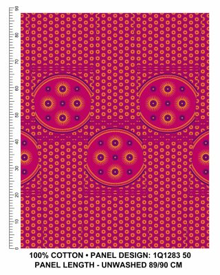 THREE CATS CW50 PINK - BLUE & GOLD SHWESHWE PANELS Q1283 50