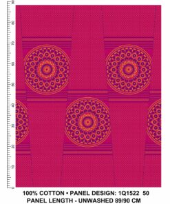 THREE CATS CW50 PINK - BLUE & GOLD SHWESHWE PANELS Q1522 50