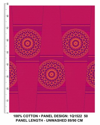 THREE CATS CW50 PINK - BLUE & GOLD SHWESHWE PANELS Q1522 50