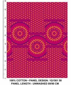 THREE CATS CW50 PINK - BLUE & GOLD SHWESHWE PANELS Q1561 50