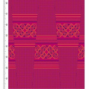 THREE CATS CW50 PINK - BLUE & GOLD SHWESHWE PANELS Q1648 50