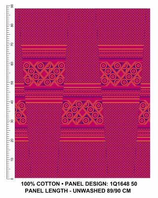THREE CATS CW50 PINK - BLUE & GOLD SHWESHWE PANELS Q1648 50